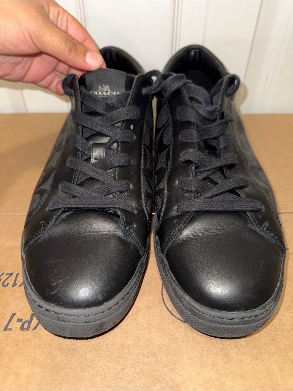 Coach Men’s Black Leather & Signature Canvas Sneakers